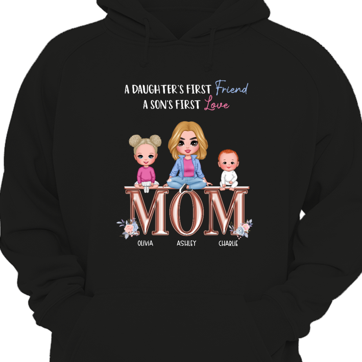 Personalized Mom Daughter Son Hoodie Sweatshirt