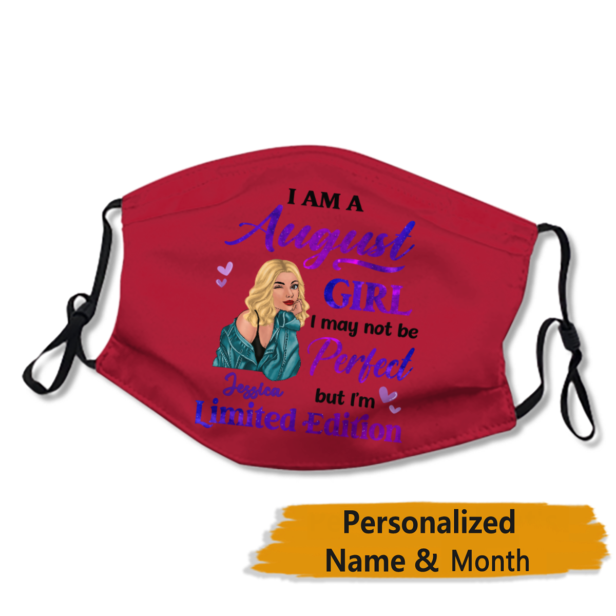 Birthday Gift Birth Month Fashion Girl Limited Edition Personalized Month & Name Face Mask