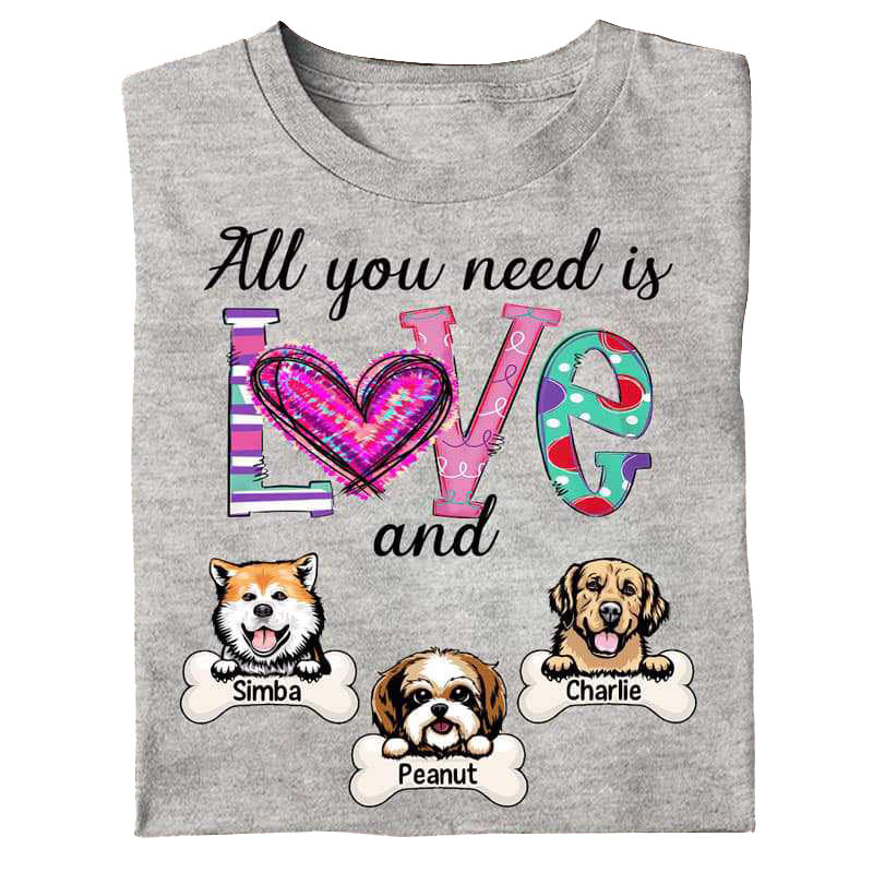 Love Pattern And Peeking Dogs Personalized Shirt