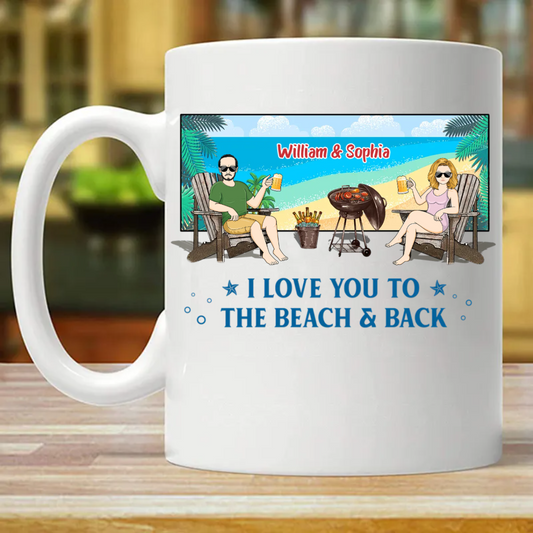 Family Couple I Love You To The Beach - Personalized Custom Mug (Double-sided Printing)