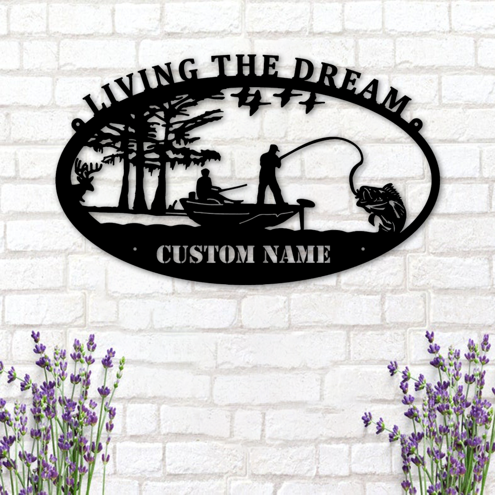 Fishing Living the Dream Metal Wall Art