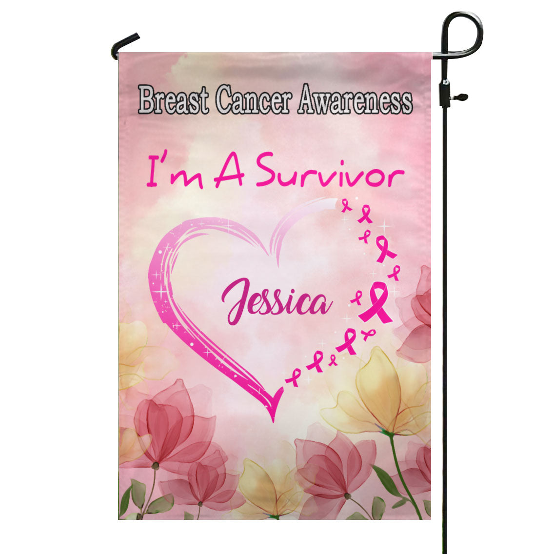 I Am A Survivor Breast Cancer Personalized Name Garden Flag