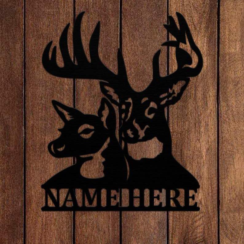 Deer Head Custom name Custom Metal Hunting Sign-Personalized Hunting Gifts-Gift for Him