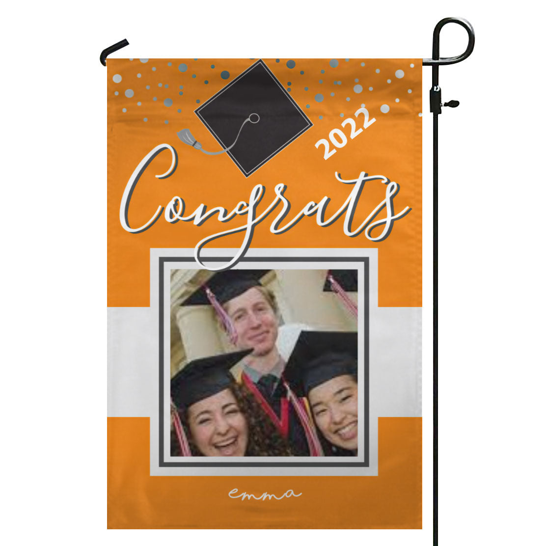 Congrats Graduation Celebration Garden & House Flag Orange