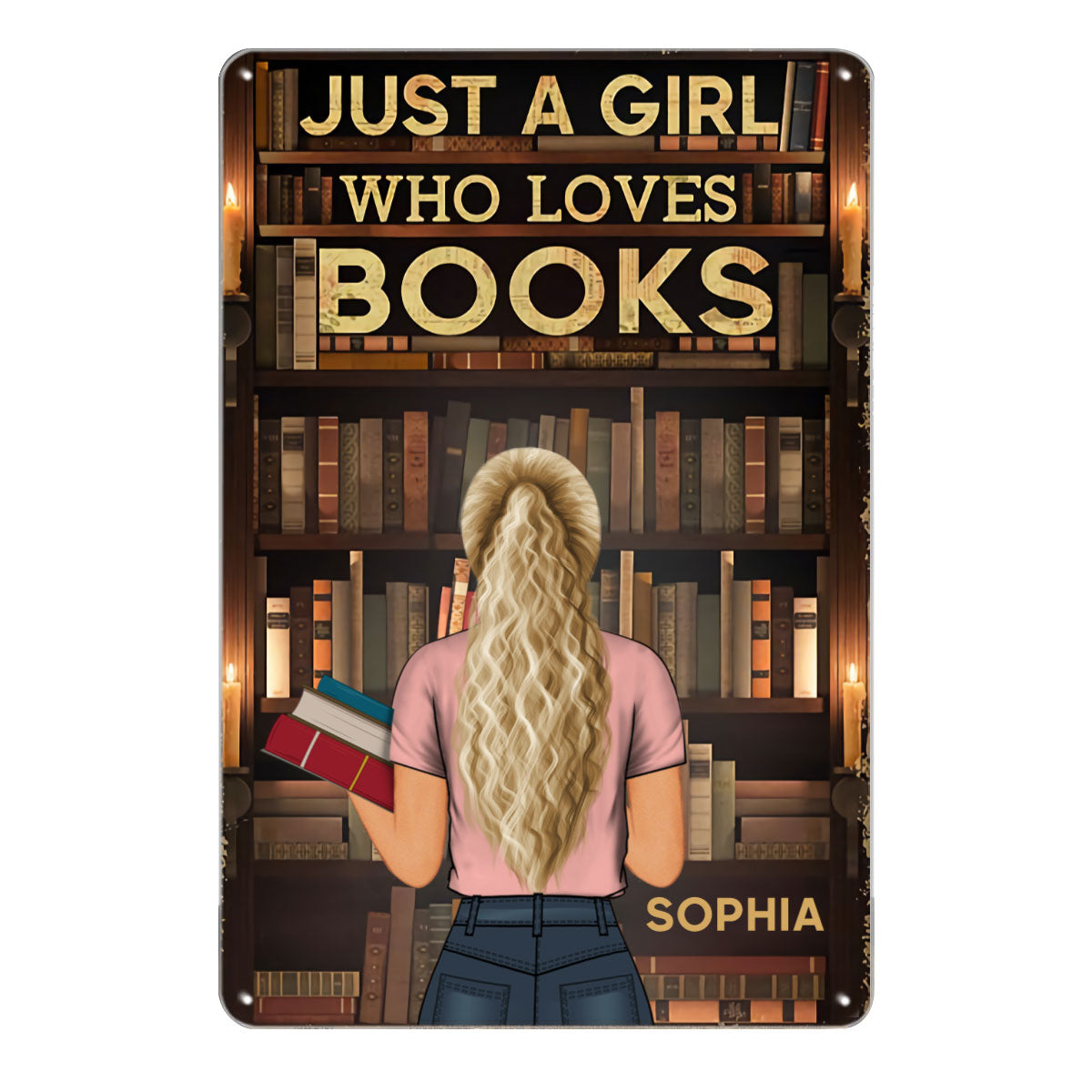 Just A Girl Who Loves Books Reading Personalized Metal Signs