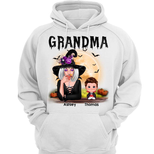 Grandma Mom Witch With GrandKids Halloween Personalized Custom Hoodie Sweatshirt