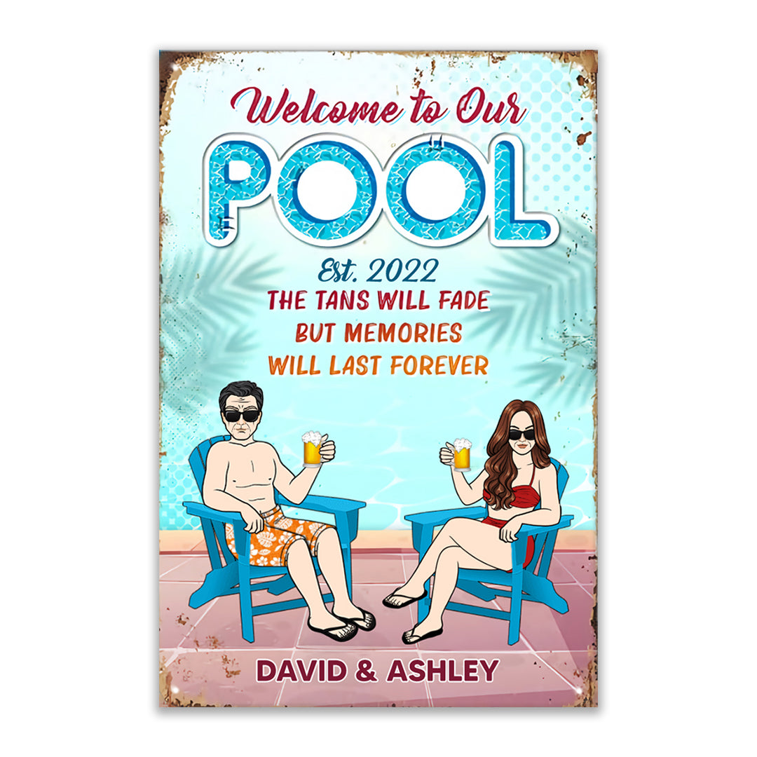 Welcome To Our Pool Personalized Metal Sign