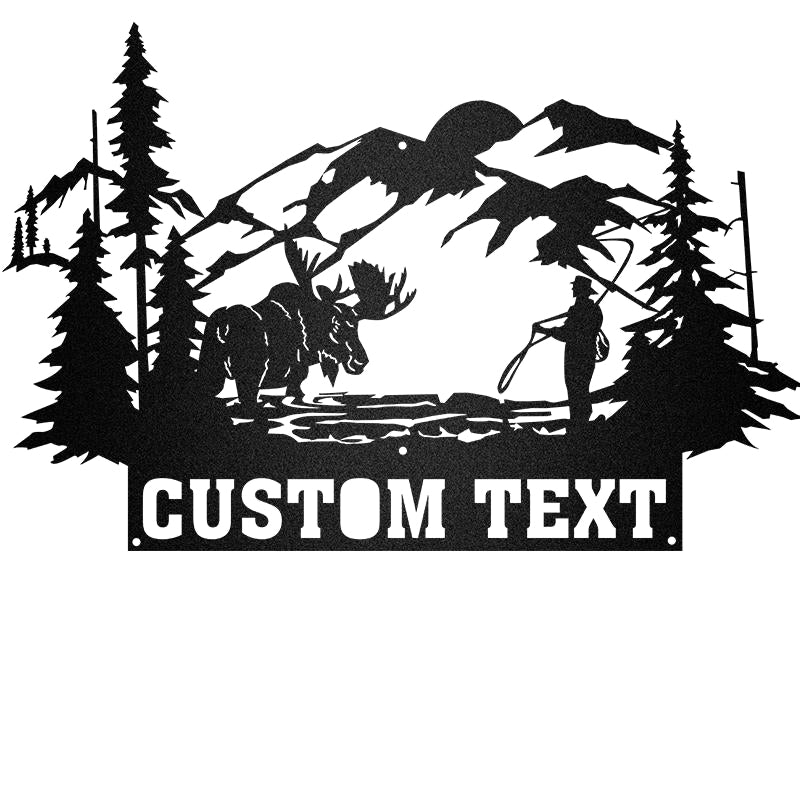 Moose Rustic Custom Text Metal Moose Sign,  Last name Moose Sign for Outdoor