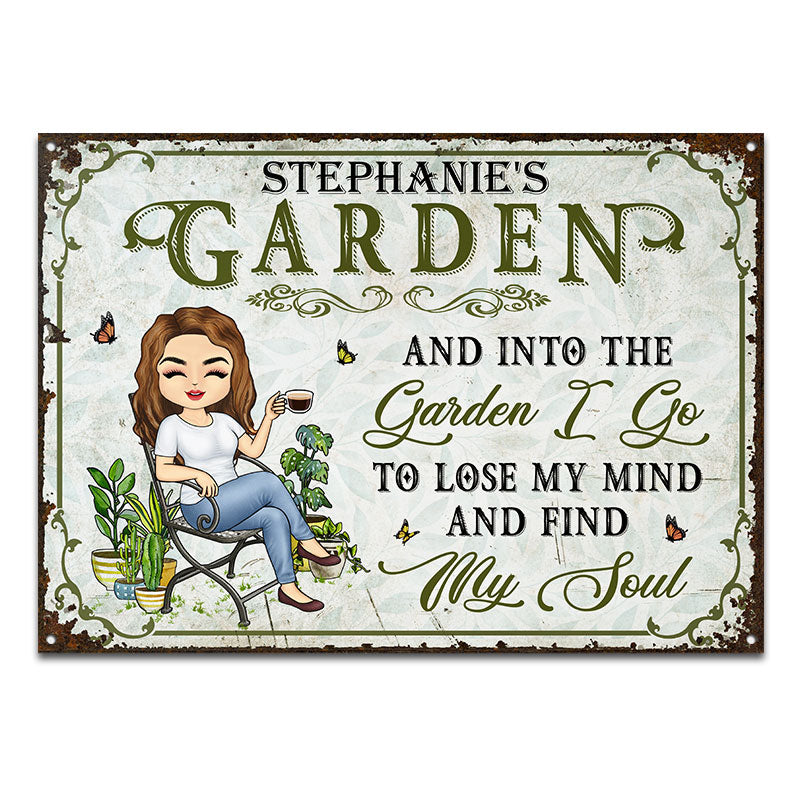 And Into The Garden I Go Gardening - Garden Sign - Personalized Custom Classic Metal Signs