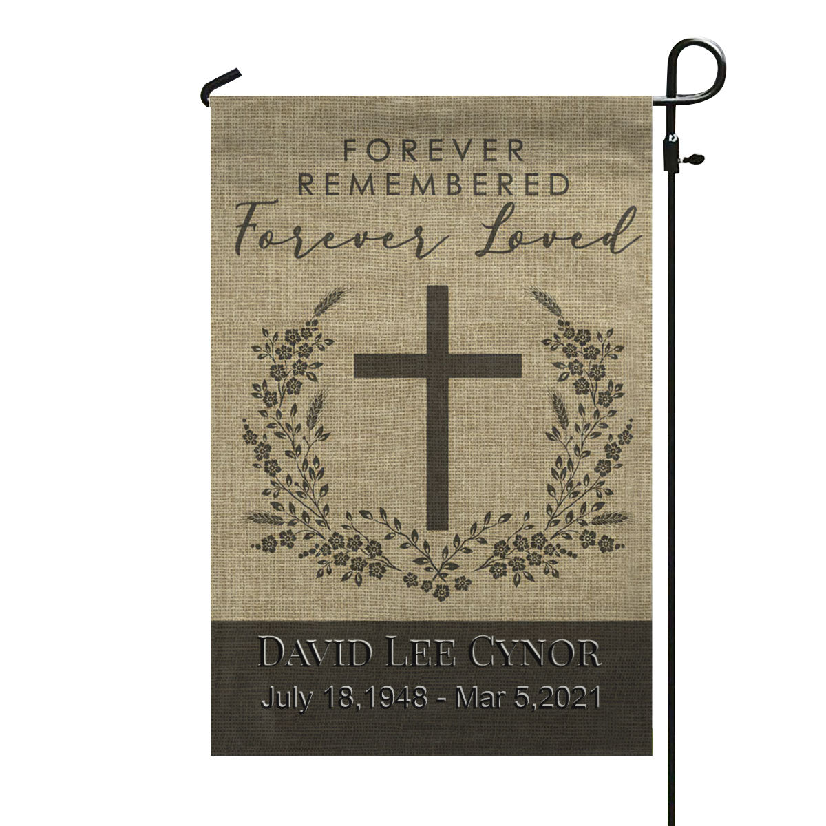 Personalized Forever Remembered Burlap Garden Flag