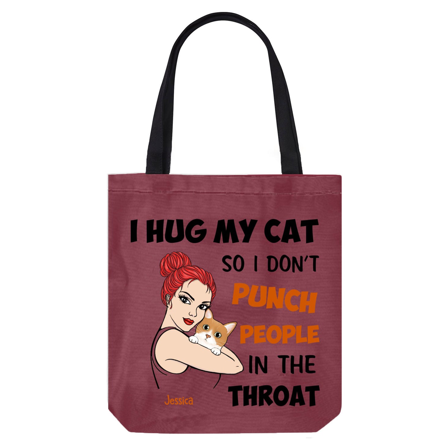 Hug My Cat Strong Woman Personalized Canvas Bag