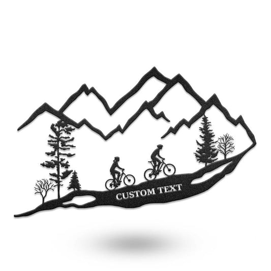 Mountain Bike Riding Couple Bicycle Mountain Biking Name Monogram Frame