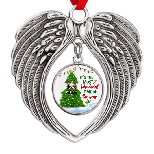 Christmas Tree Peeking Dog Personalized Zinc Alloy Ornaments