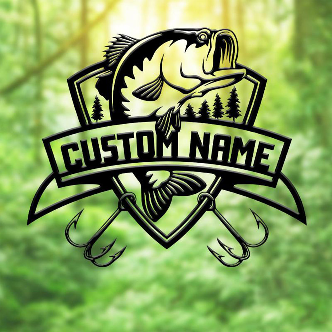 Bass Fish Logo Custom Name Trout Name Sign, Family Name Sign, Metal Mo -  YeCustom