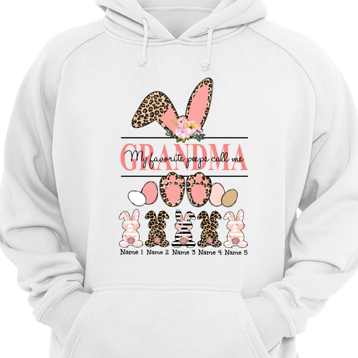 Personalized Mom Grandma Easter Bunny Hoodie Sweatshirt