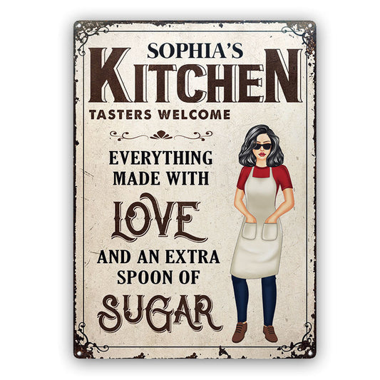 Grandma Kitchen Everything Made With Love - Mother Gift - Personalized Custom Classic Metal Signs