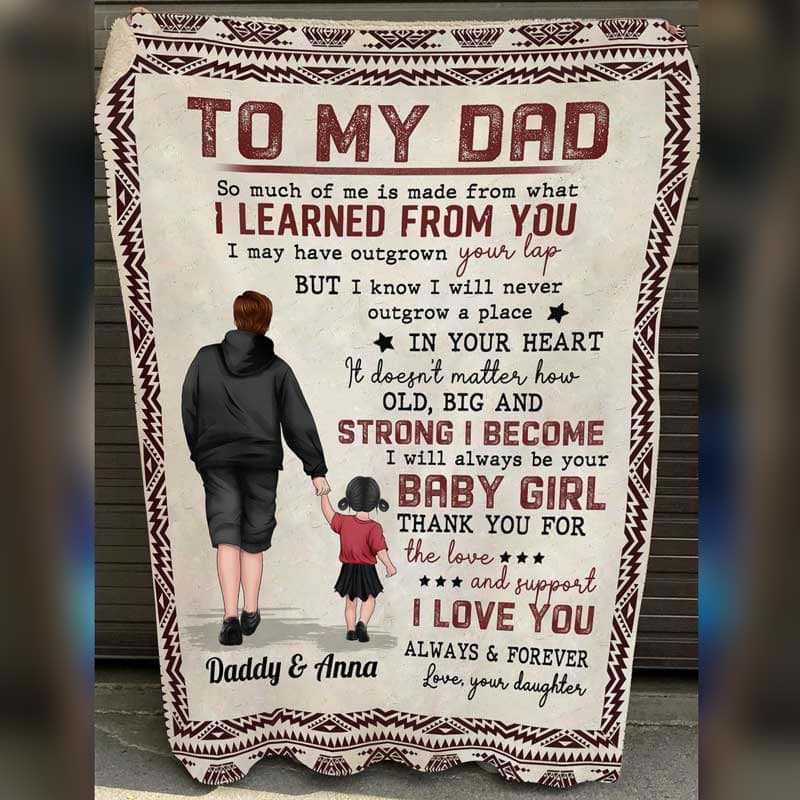 To My Dad From Little Son Daughter Personalized Fleece Blanket