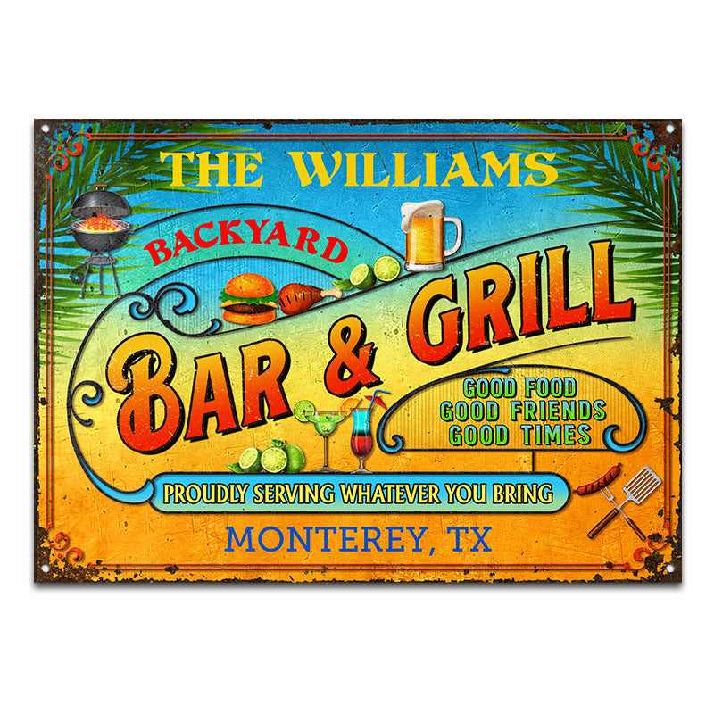 Personalized Grilling Summer Good Food Good Friends Customized Classic Metal Signs