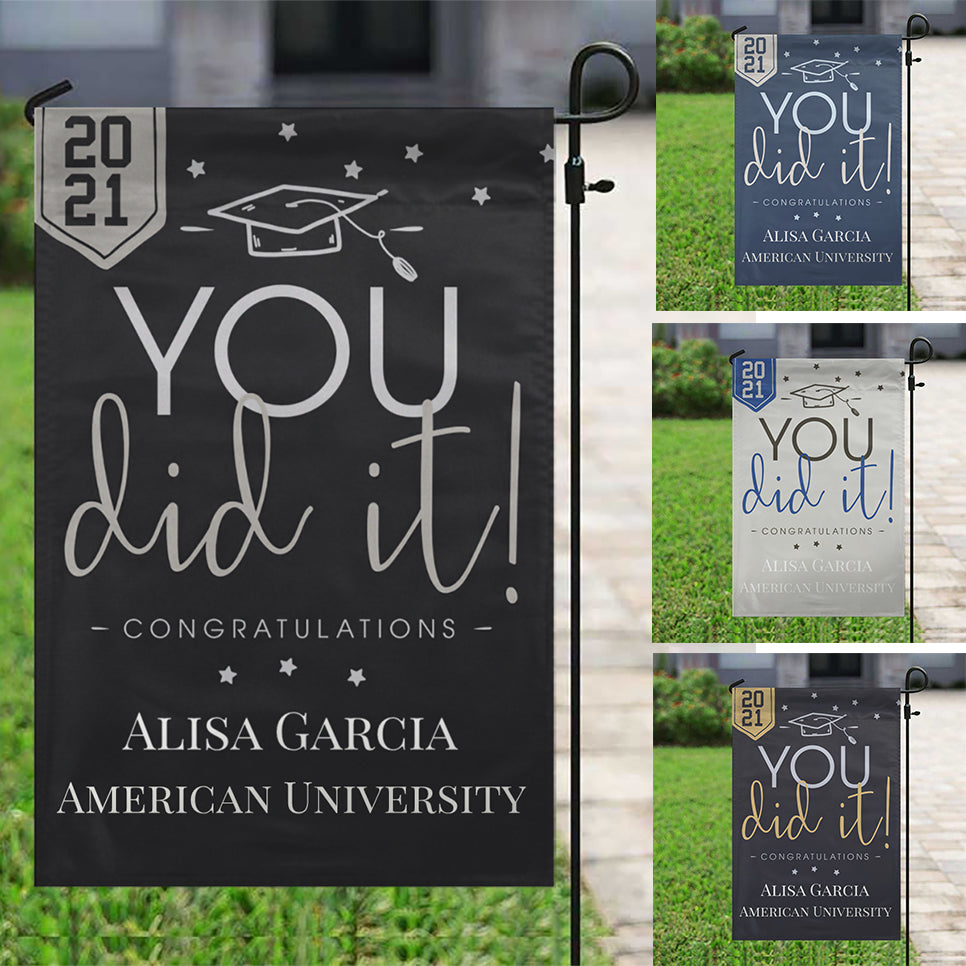 Personalized You Did It Graduation Garden Flag