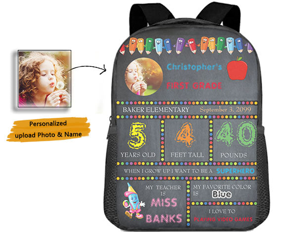 Personalized Photo/Name/Text School Bags