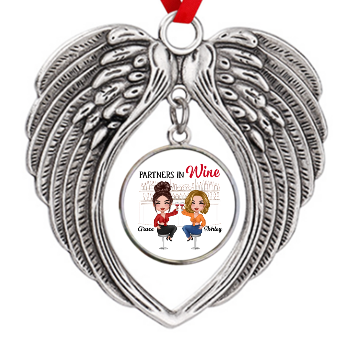 Doll Besties Partners In Wine Personalized Zinc Alloy Ornaments