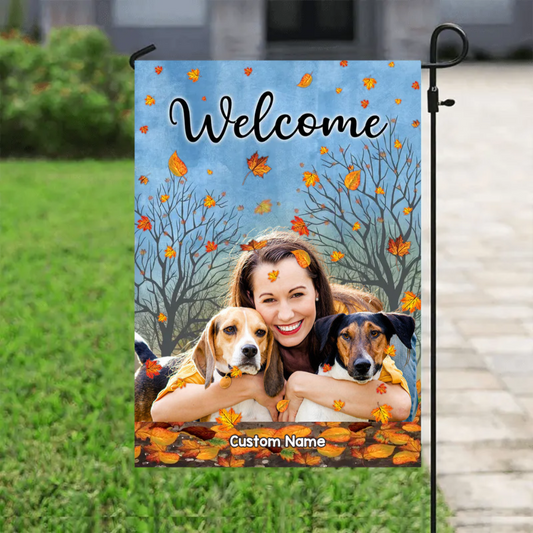 Cute Pet In Fall Breeze Personalized Upload Photo Garden Flag