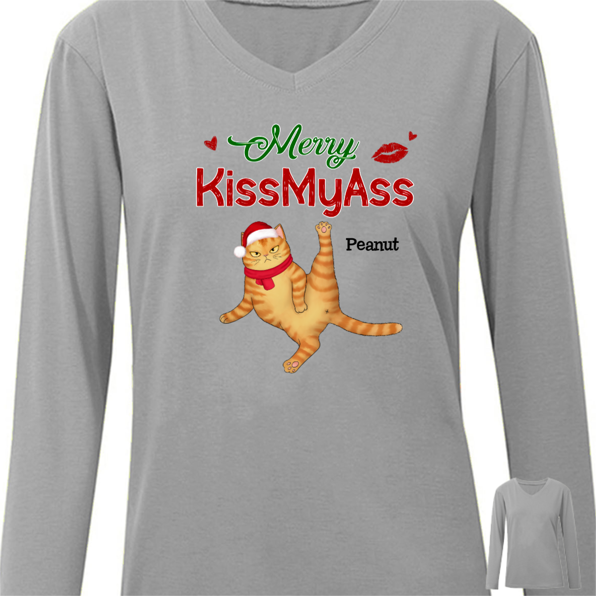 Merry Kissmyass Cats クリスマス パーソナライズド ロングスリーブ シャツ
