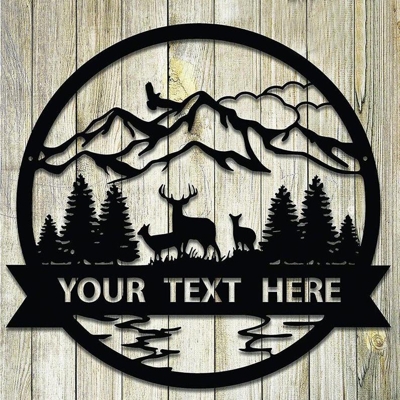 Deer Scene Personalized Custom Metal Hunting Sign-Personalized Hunting