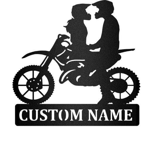 Motorcycle Dirt Bike Couple Metal Wall Art, Motorcycle Couple , Motorcycle Metal Sign