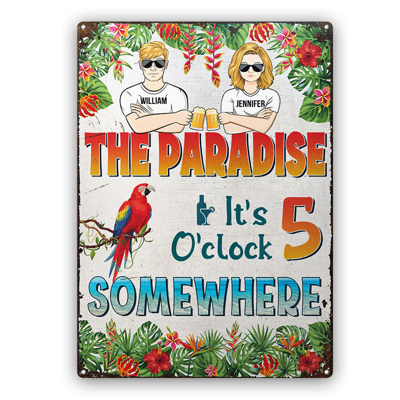 It's 5 O'Clock Somewhere Couple Husband Wife - Personalized Custom Classic Metal Signs