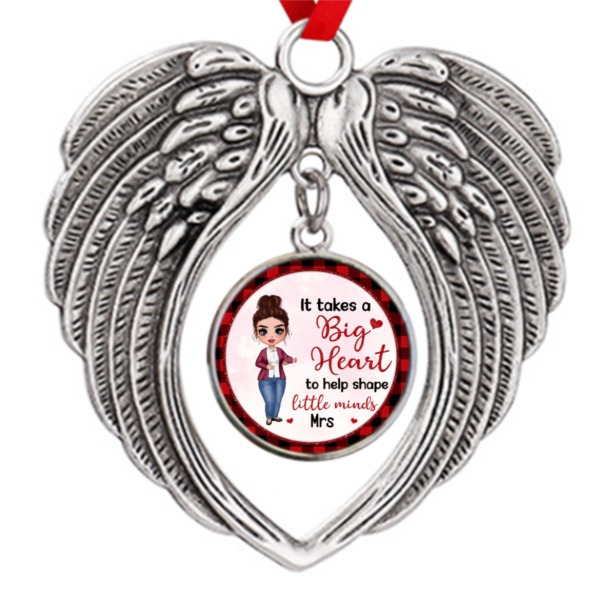 Big Heart Shape Little Minds Teacher Zinc Alloy Ornaments