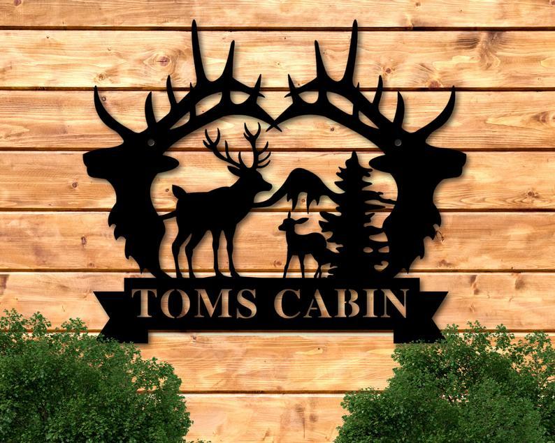 Deer Hunting Custom Name Sign Custom Metal Hunting Sign-Personalized Hunting Deer Camp SignMetal wall art