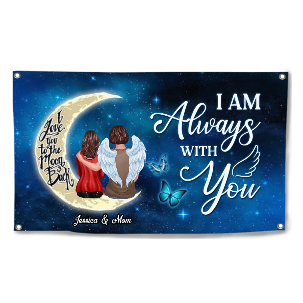 Always With You Moon Butterfly Personalized Christmas Banner