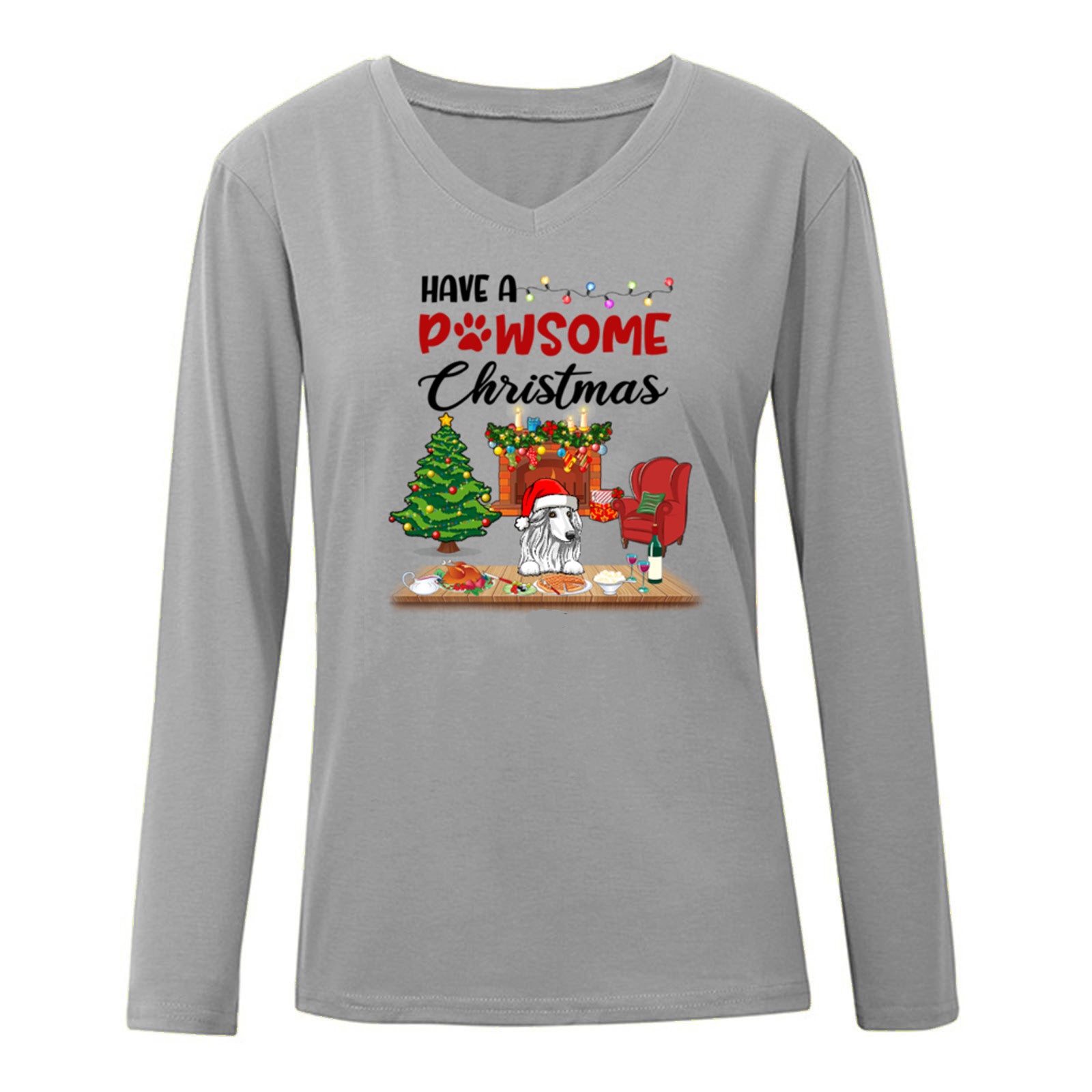 Have A Pawsome Christmas Dogs Personalized Long Sleeve Shirt