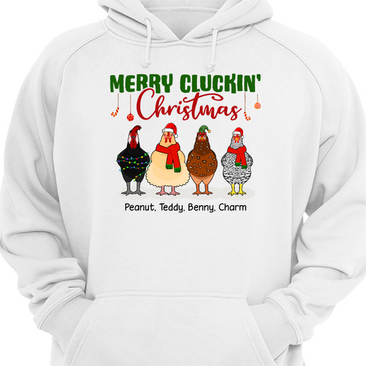 Merry Cluckin‘ Christmas Chicken Personalized Hoodie Sweatshirt