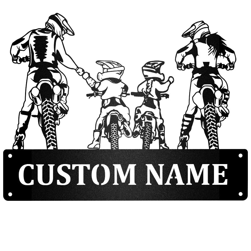 Family Motocross Metal Sign, Metal Garage Sign, Personalized Metal Wall Art