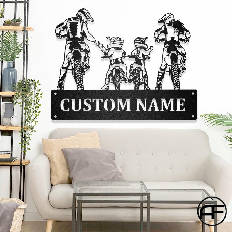 Family Motocross Metal Sign, Metal Garage Sign, Personalized Metal Wall Art