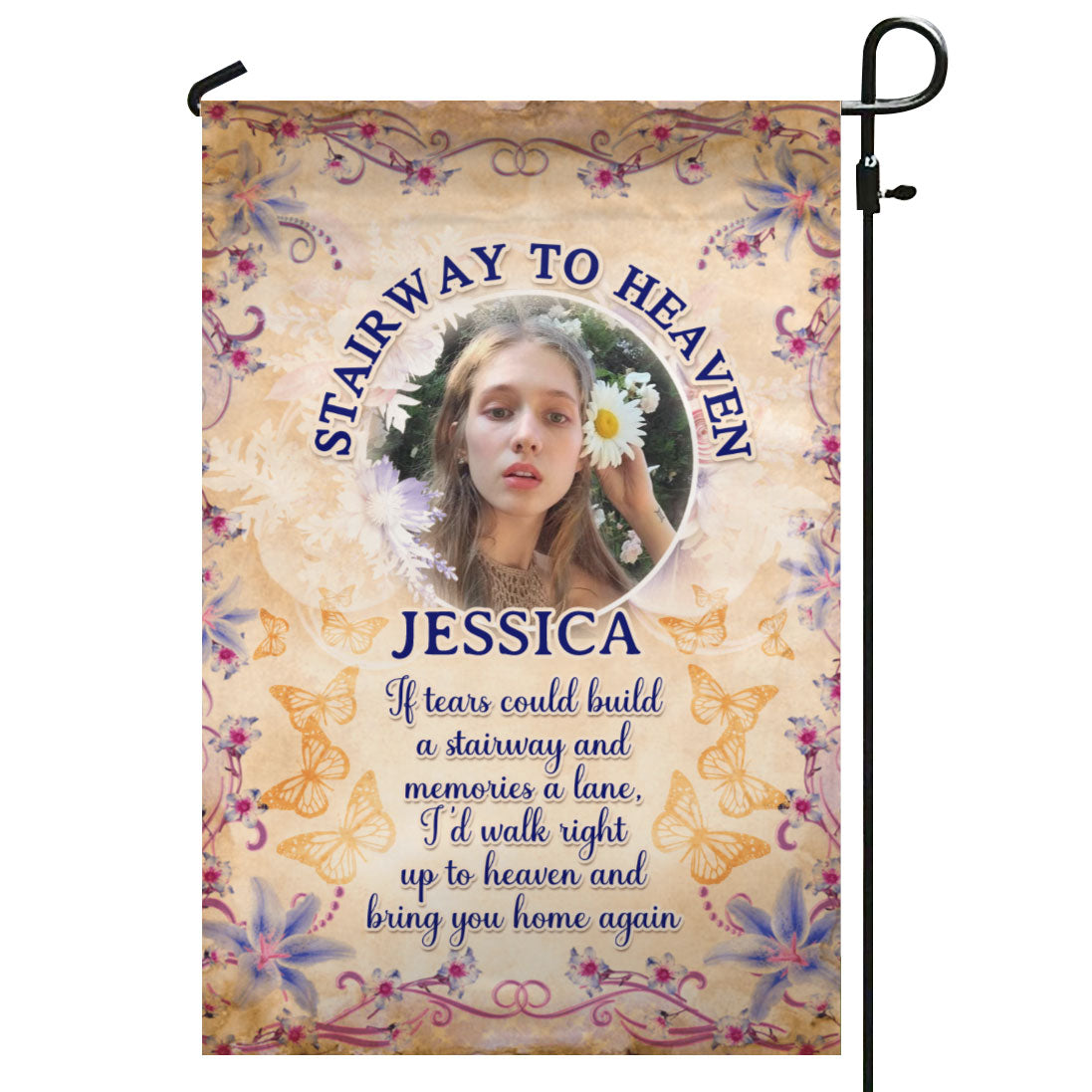 Stairway To Heaven Personalized Photo Memorial Garden & House Flag