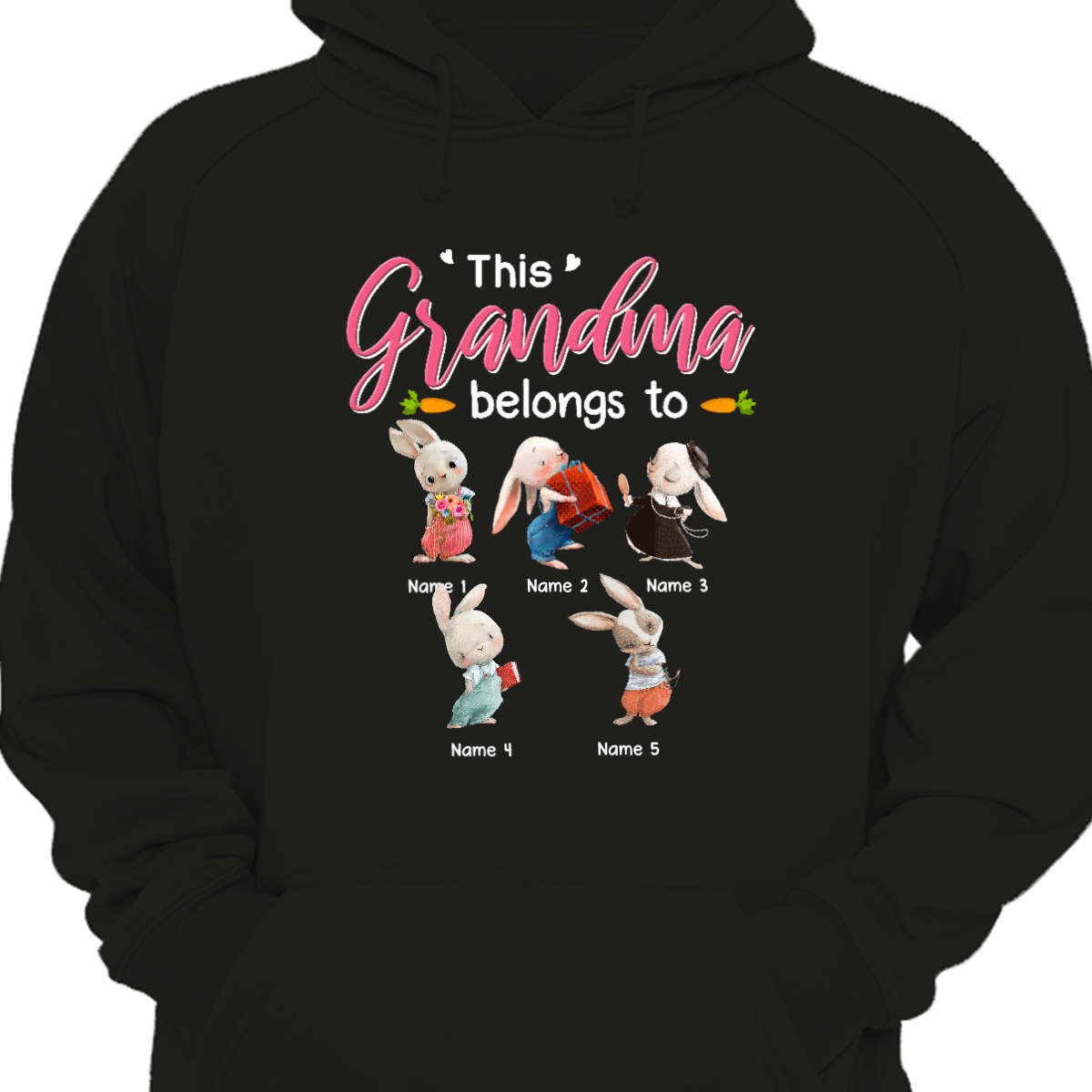 Personalized Mom Grandma Easter Bunny Hoodie Sweatshirt