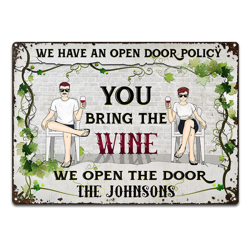 Bring The Wine - Gift For Couples - Personalized Custom Classic Metal Signs