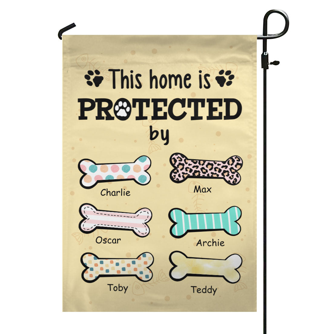 This Home Is Protected Dog パーソナライズされた犬の装飾的な庭の旗