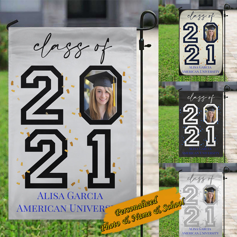 Personalized Graduation Photo in Year Garden Flag