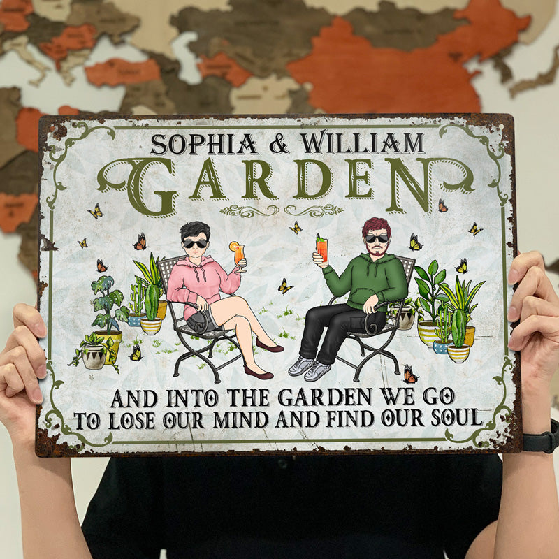And Into The Garden We Go Gardening Family - Garden Sign For Couples - Personalized Custom Classic Metal Signs