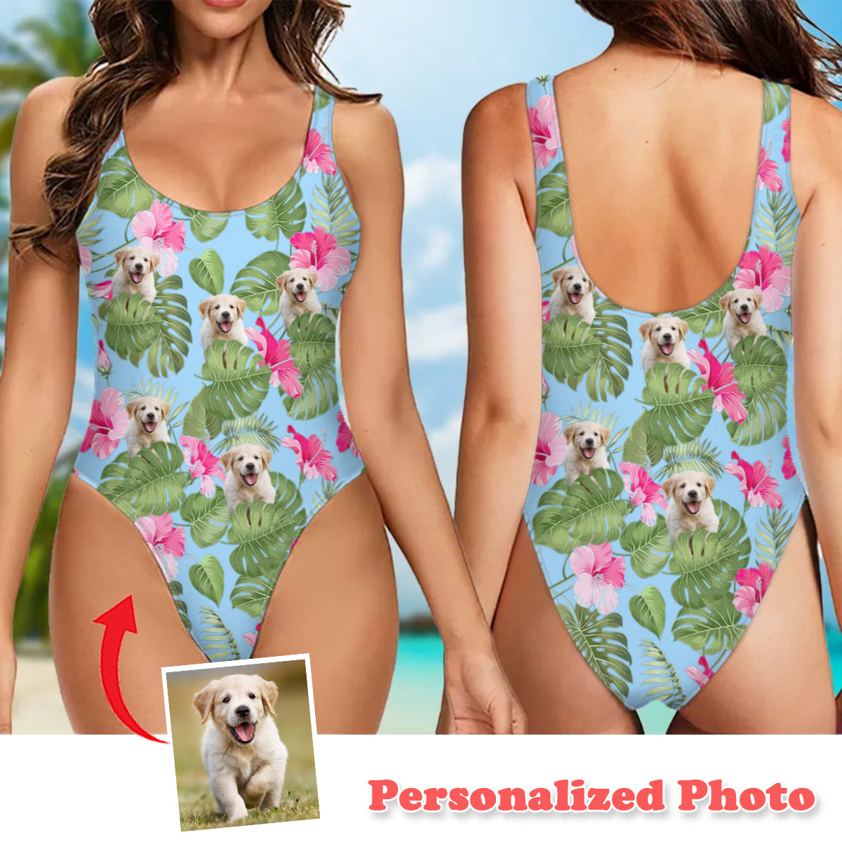 Personalized Photo Upload Photo One-Piece Swimsuit for Women
