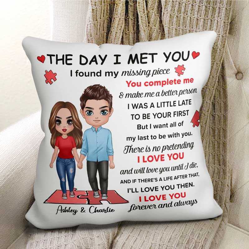 I Found My Missing Piece Doll Couple Valentine‘s Day Gift For Her For Him Personalized Pillow