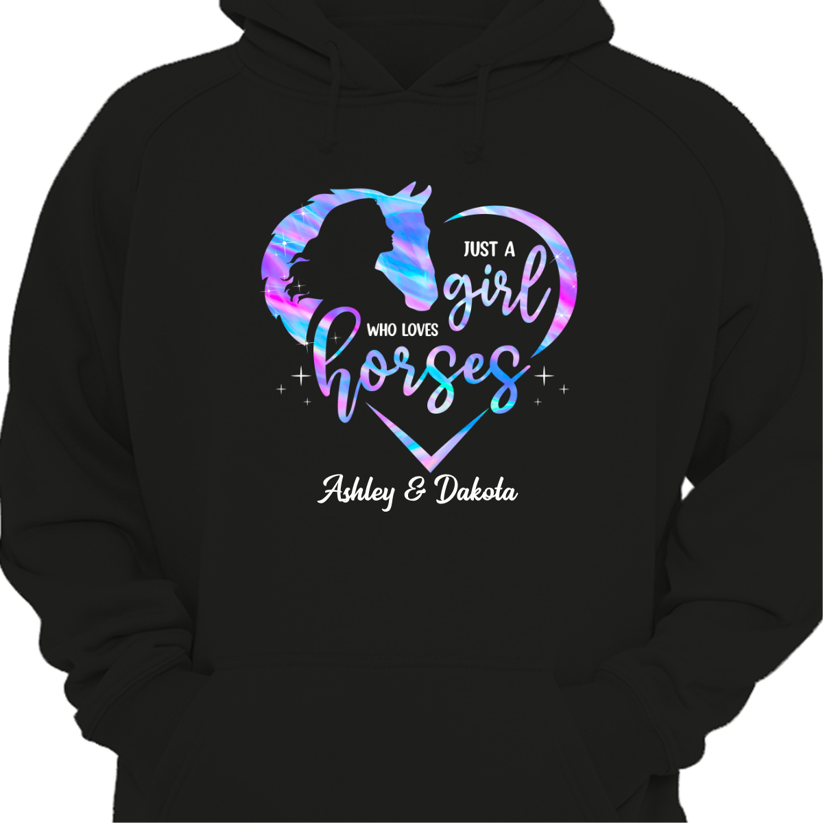Colorful Horse Lovers Personalized Hoodie Sweatshirt