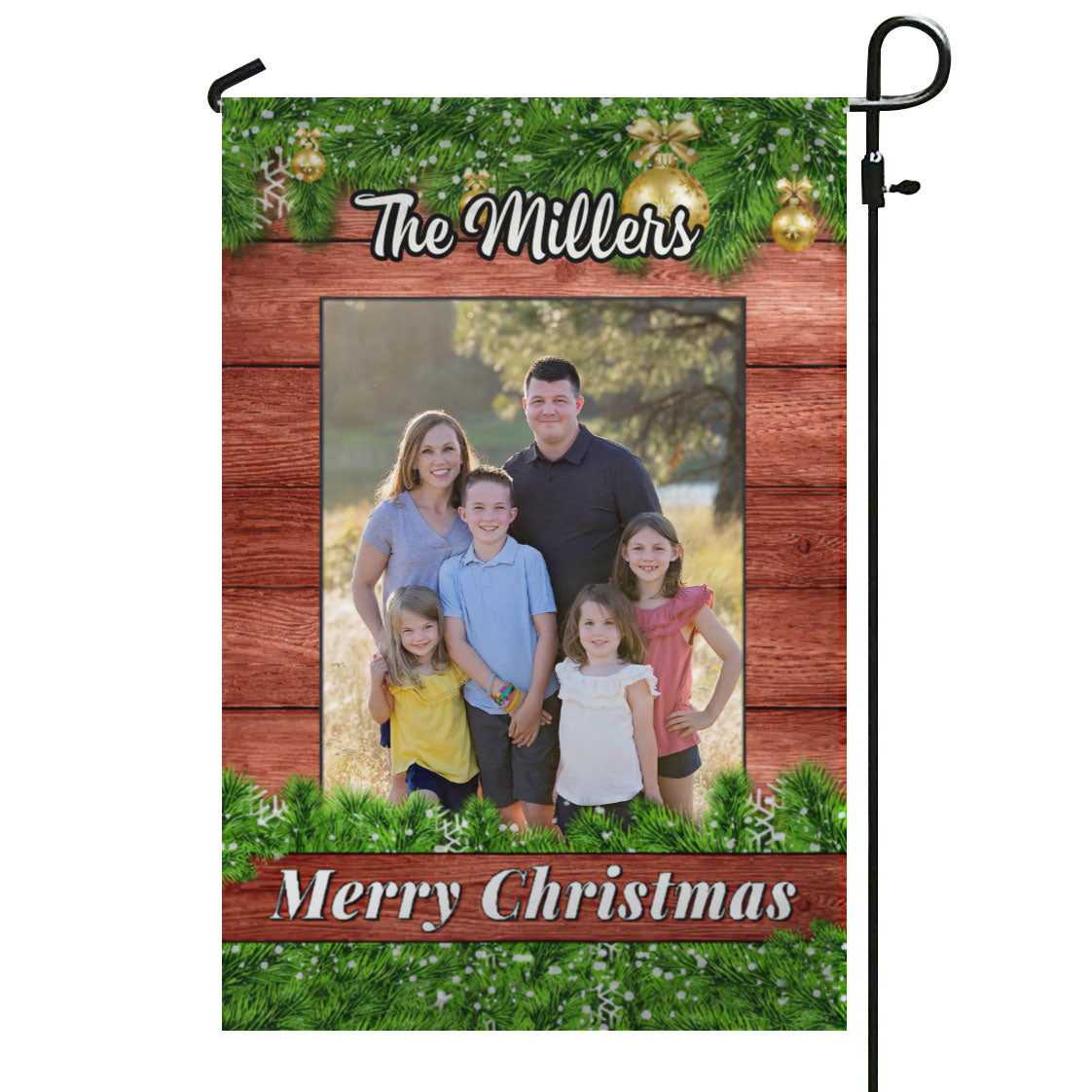 Christmas Barnwood Personalized Photo & Name – Garden Flag & House Flag