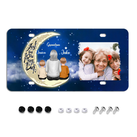 Parents Grandparents Grandkids On Moon Personalized License Plates