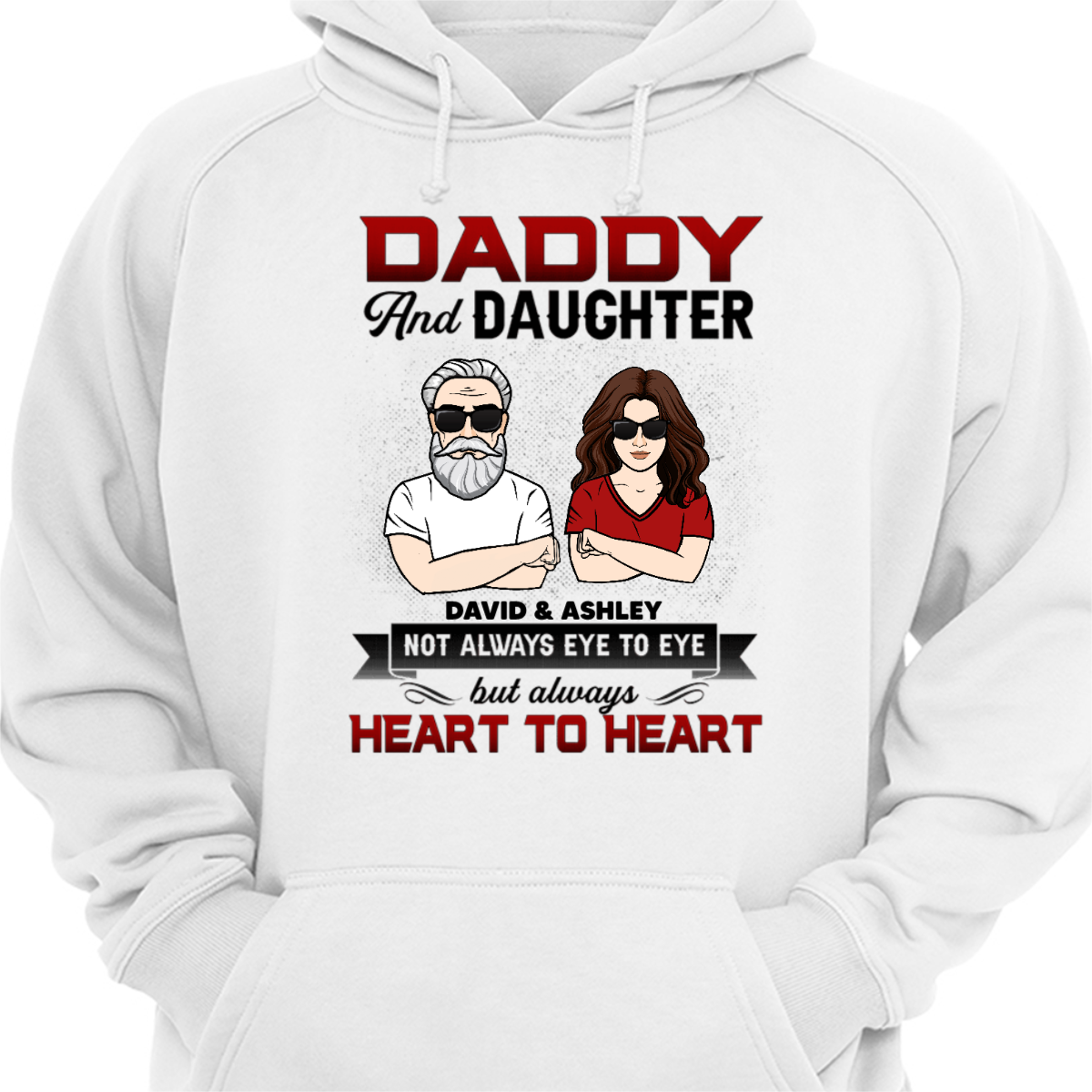 Daddy & Daughter Heart To Heart Personalized Hoodie Sweatshirt