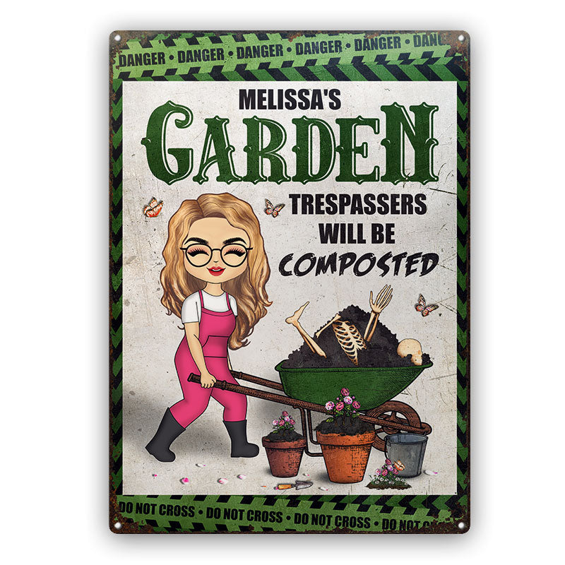 Trespassers Will Be Composted - 庭の装飾 - パーソナライズされたカスタムクラシックメタルサイン